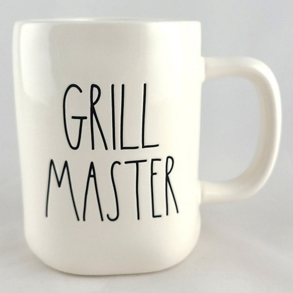 Rae Dunn Artisan  Double Sided White Mug Large Letters GRILL MASTER Grill BBQ - Picture 1 of 9